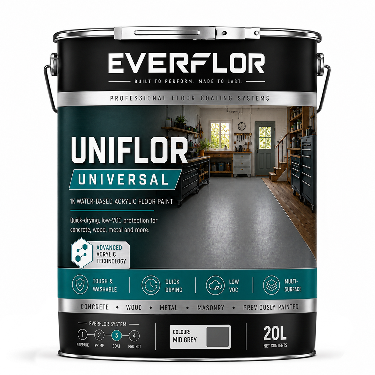 Everest Trade - Pintura para Suelos de Secado Rápido - Alta Capa - Antideslizante