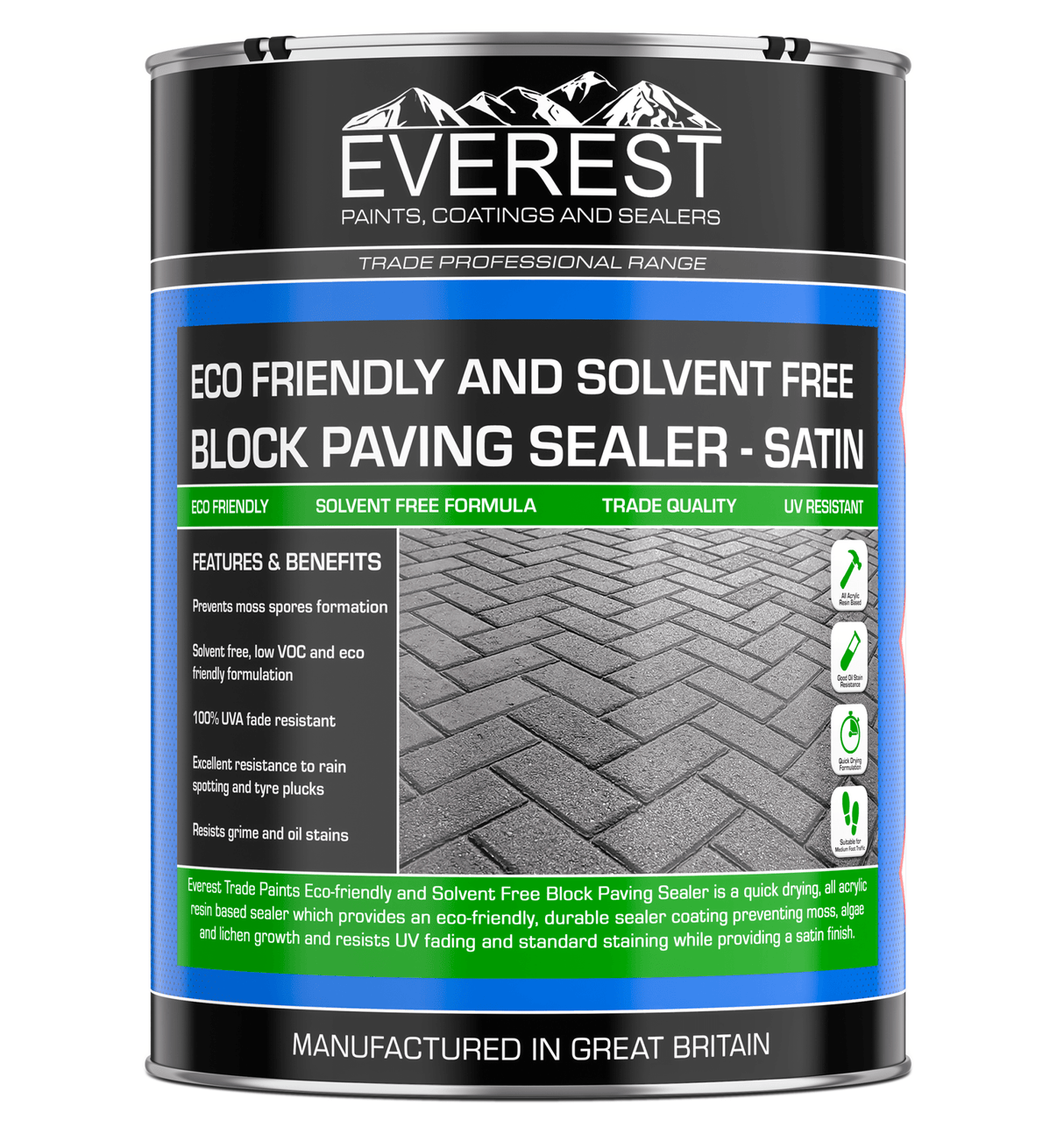 SummitSeal - Block Paving Sealer – Acrylic Water Based – Colour Enhancer - Everest Paints
