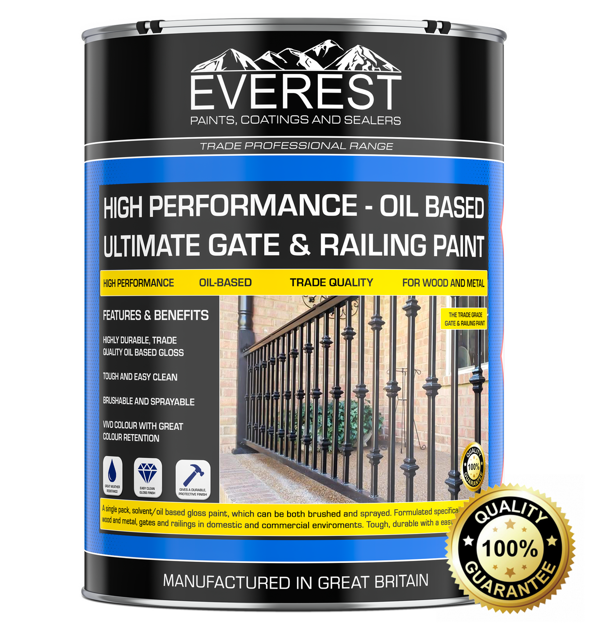 Everest Pinturas - Pintura Definitiva para Puertas y Barandillas - Recubrimiento a Base de Aceite