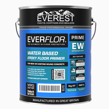 Everest Everflor water-based epoxy floor primer can on a white background
