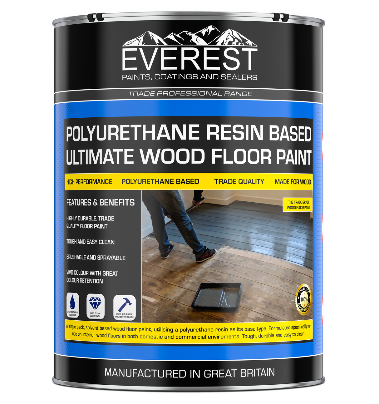 Everest Pinturas - Pintura para Suelos de Madera - A Base de Resina de Poliuretano